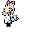 Noelle Holiday dressed in nurse gear, falling over with a tray of drink and laying there.